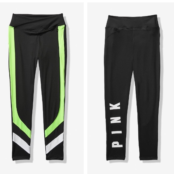 PINK Victoria's Secret Pants - 💕VS PINK ULTIMATE BLACK & NEON CITRUS LEGGINGS